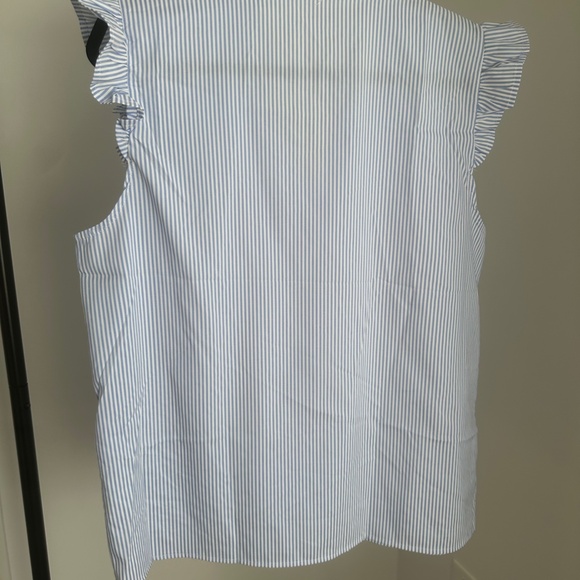 Floerns Women's Striped Notched V Neck Ruffle Cap Sleeve Blouse Top - Brand New - Picture 6 of 9